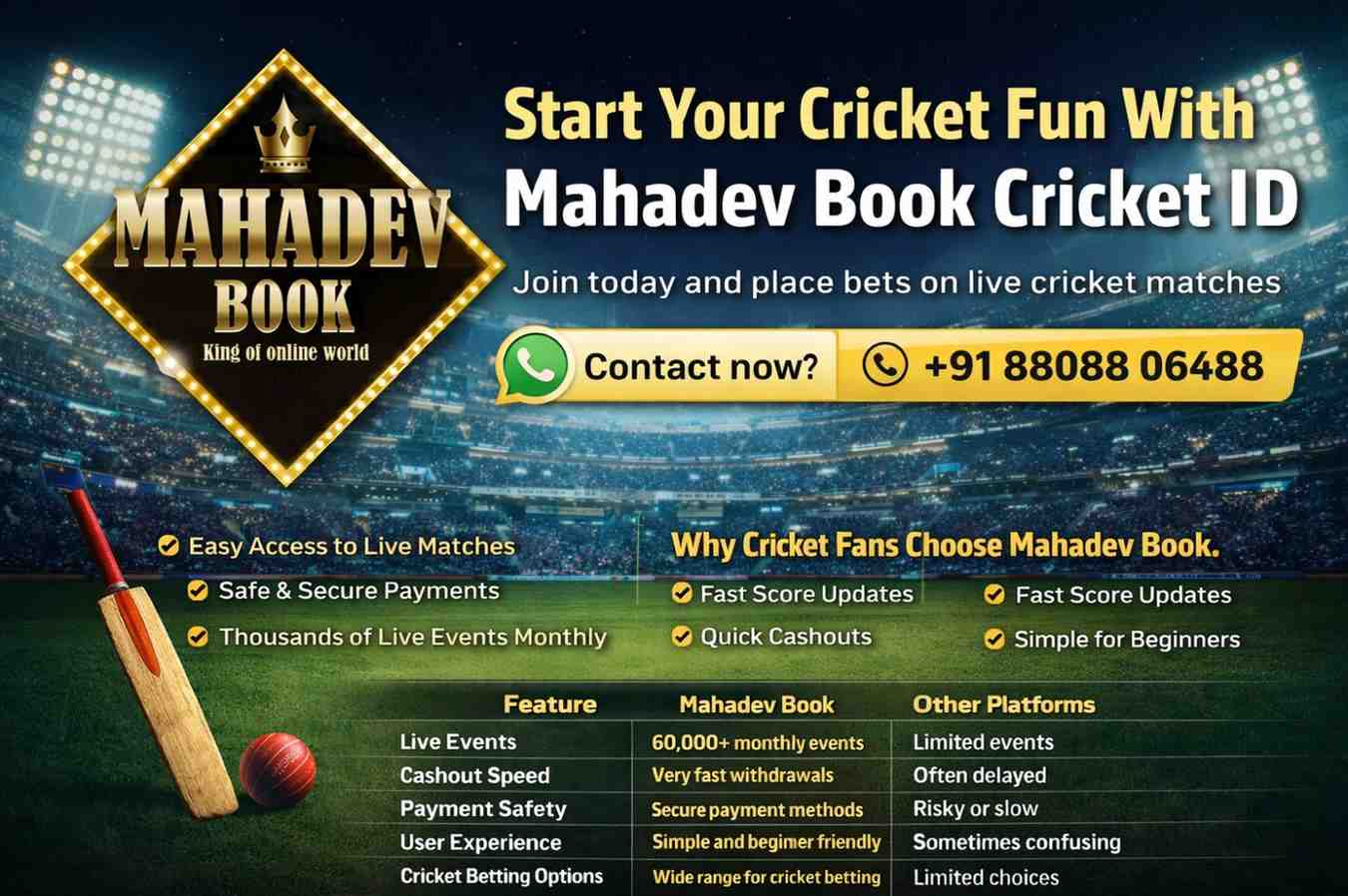 Start Your Cricket Fun With Mahadev book cricket id